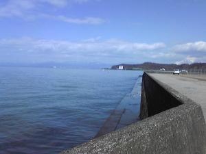 彦根港から長浜方面を望む